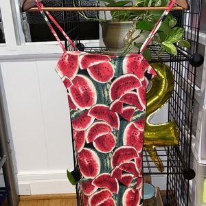 Watermelon fitted mini dress